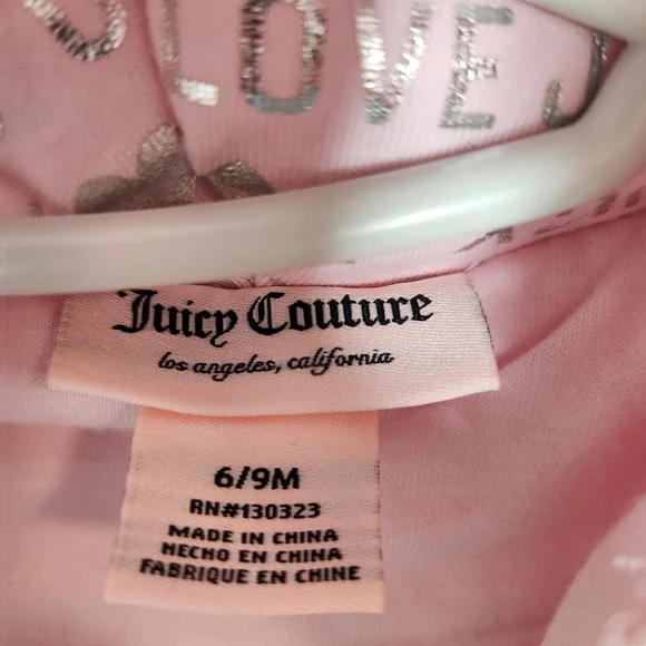 Baby Juicy Couture Winter Suit Bunting Pink Silver Sequin Heart Fur Hood NWT - Picture 11 of 12
